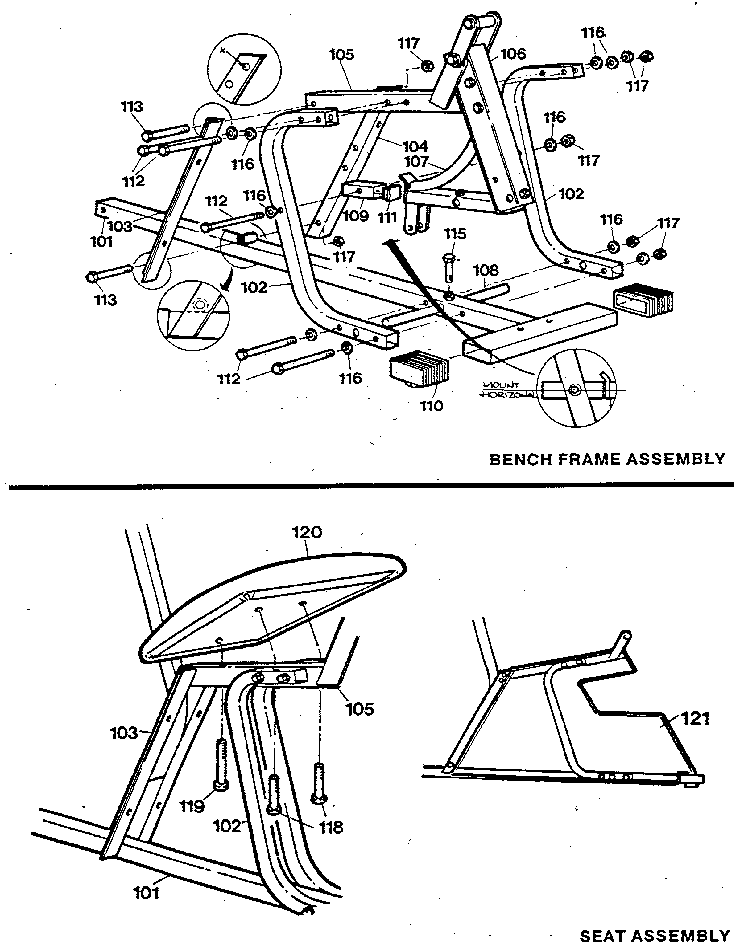 Weider D-700S frame & seat assembly diagram