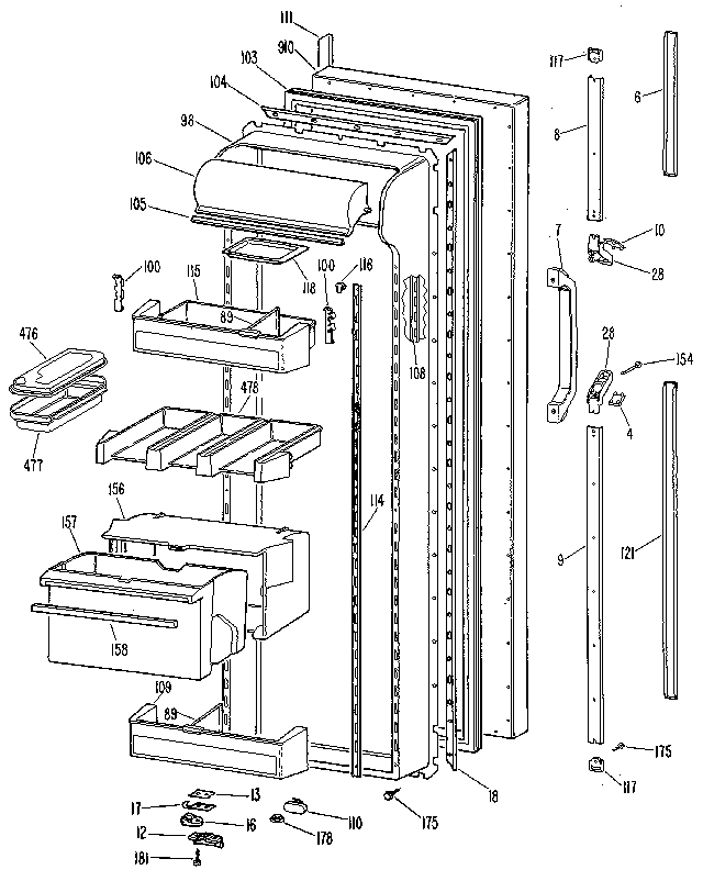 Kenmore 3639517710 fresh food door diagram