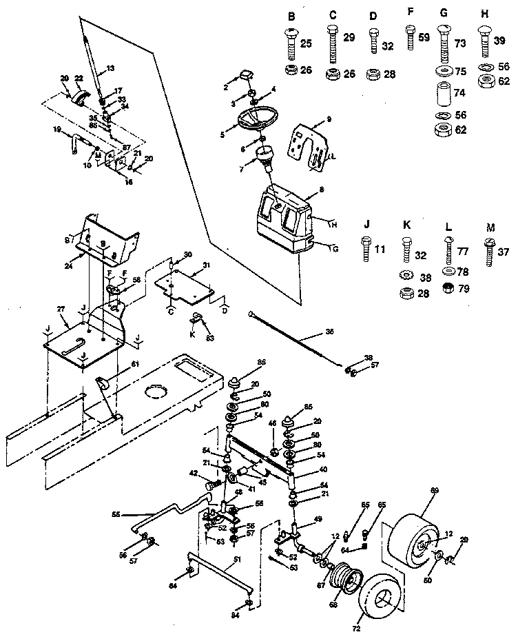 Craftsman 917257480 steering assembly diagram
