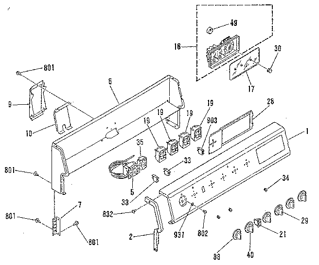 Kenmore 9116429181 backguard section diagram