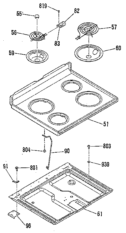 Kenmore 9116429181 main top section diagram