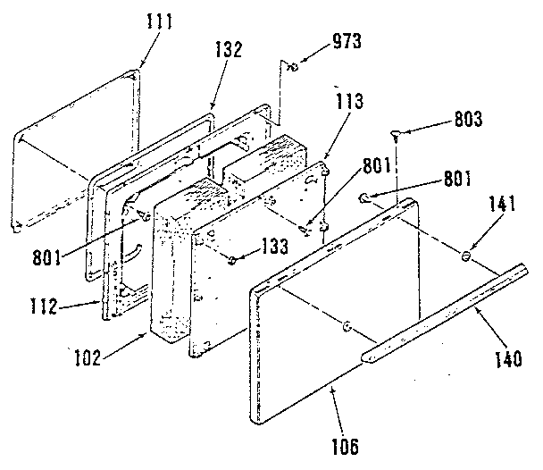 Kenmore 9116429181 oven door section diagram