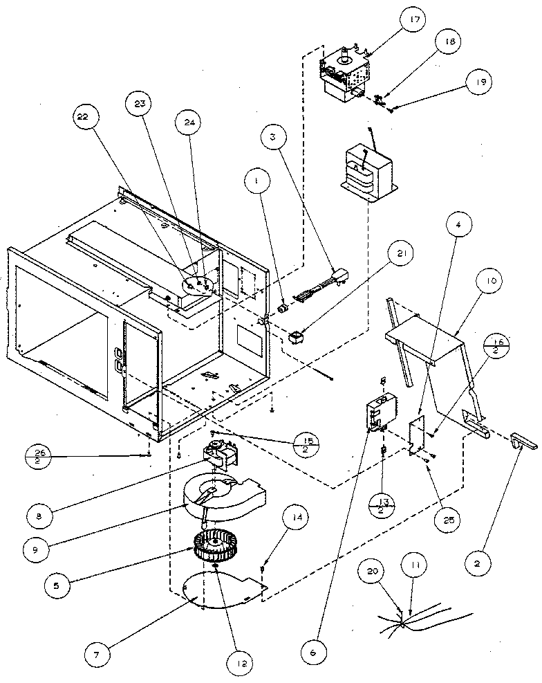 Amana RG358P magnetron and air flow diagram