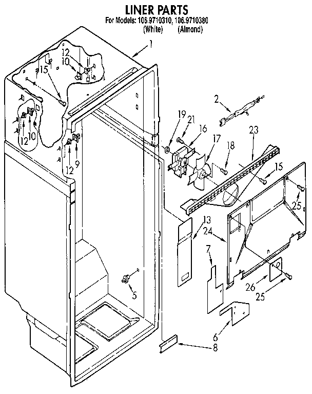 Kenmore 1069710380 liner diagram
