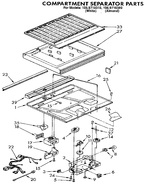 Kenmore 1069710380 compartment separator diagram