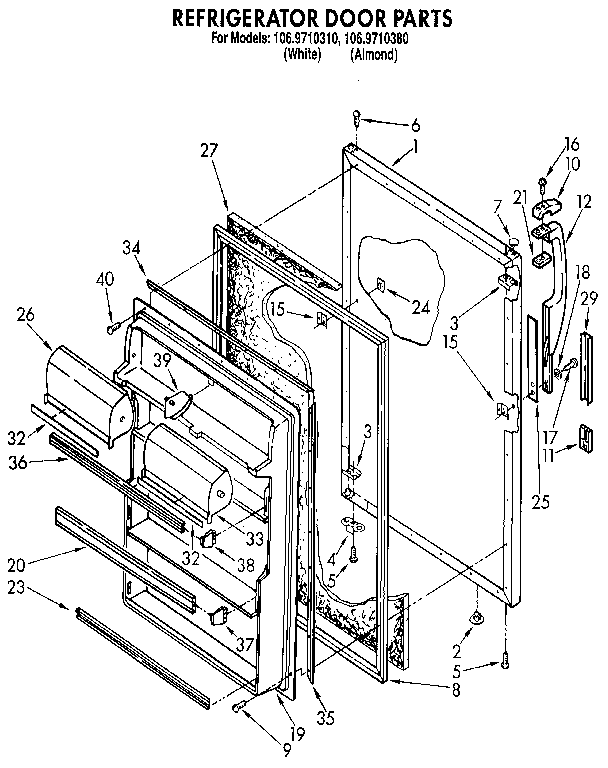 Kenmore 1069710380 refrigerator door diagram
