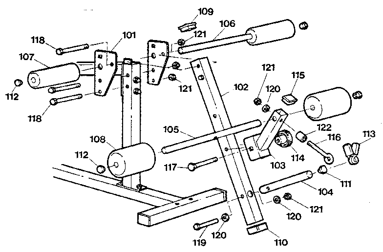 Weider D621 leg curl assembly diagram
