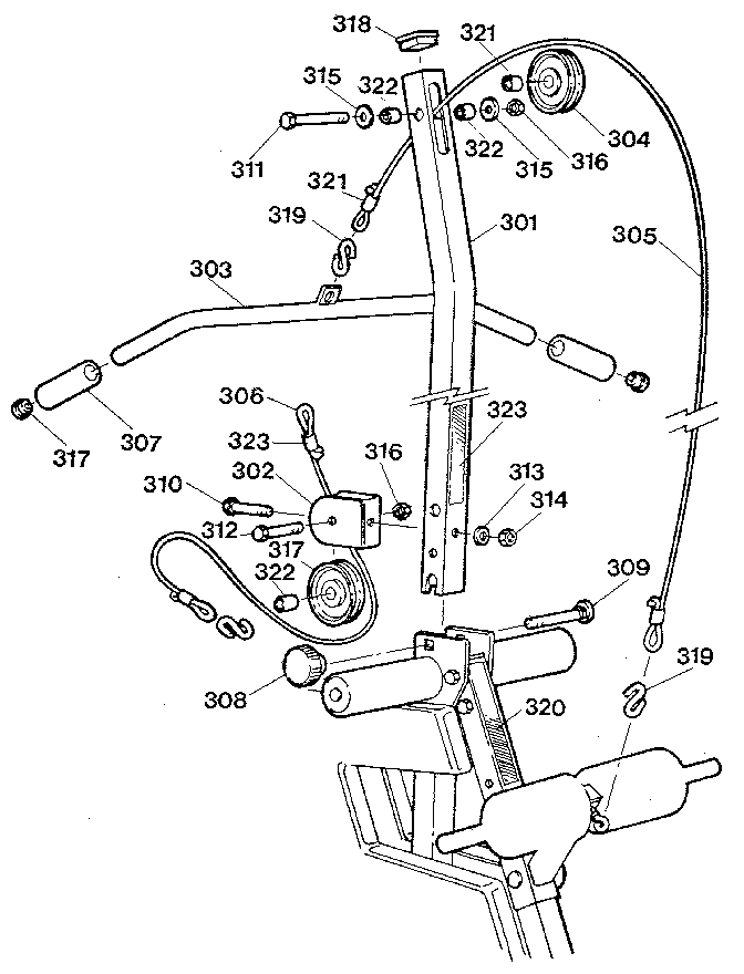Weider D621 lat mast assembly diagram