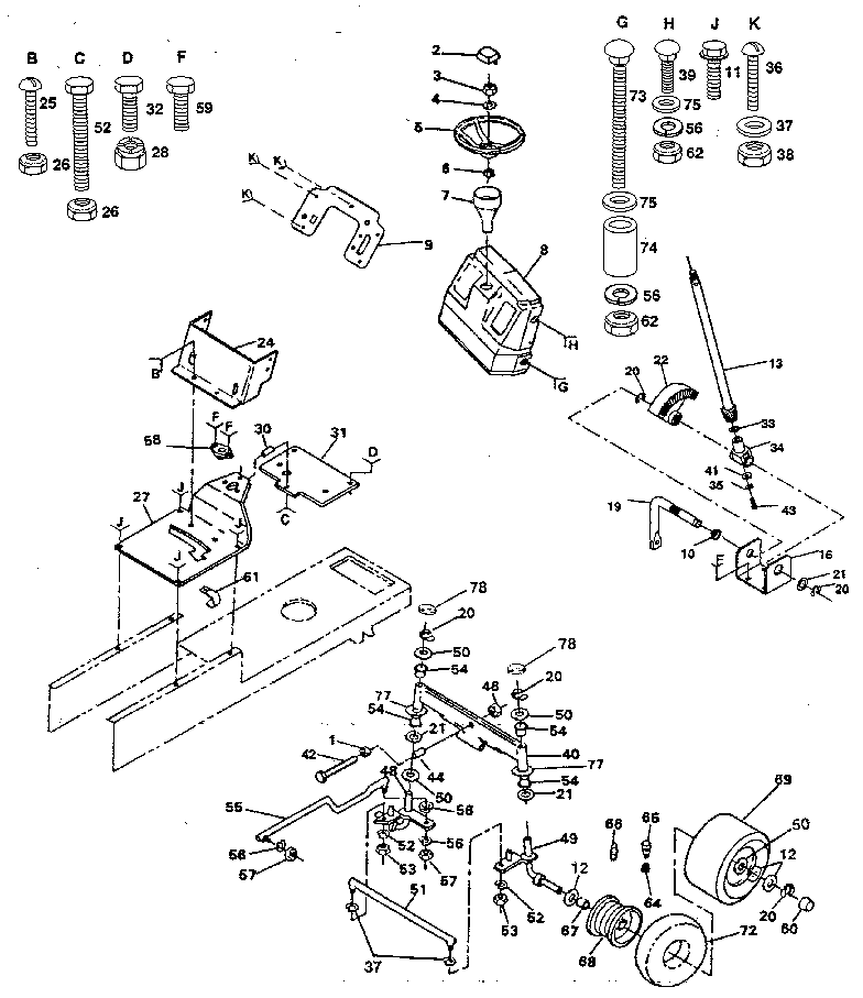 Craftsman 917254780 steering assembly diagram