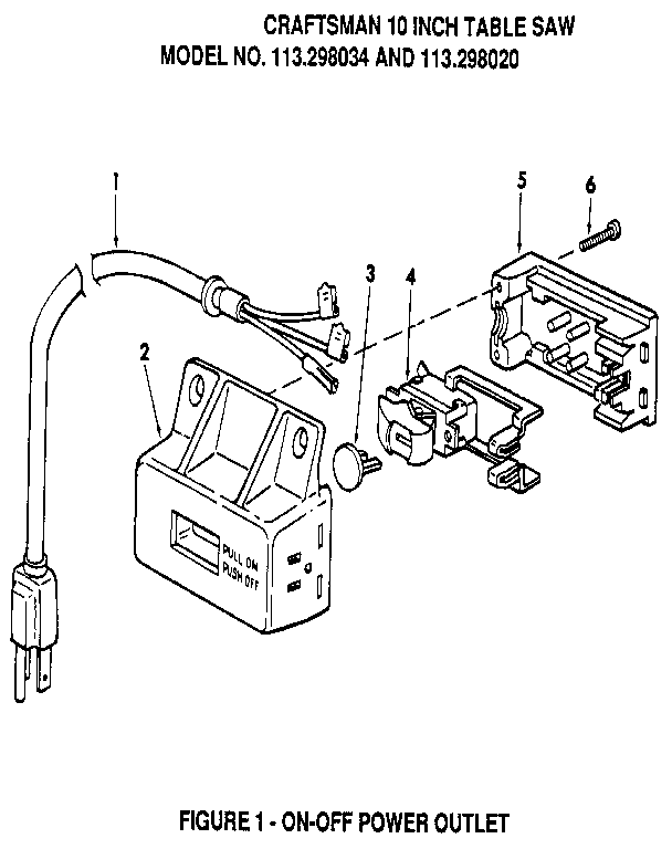 Craftsman 113298034 figure 1 - on-off power outlet diagram