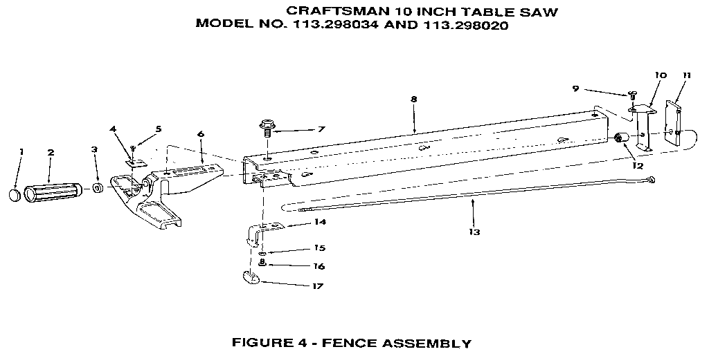 Craftsman 113298034 figure 4 - fence assembly diagram