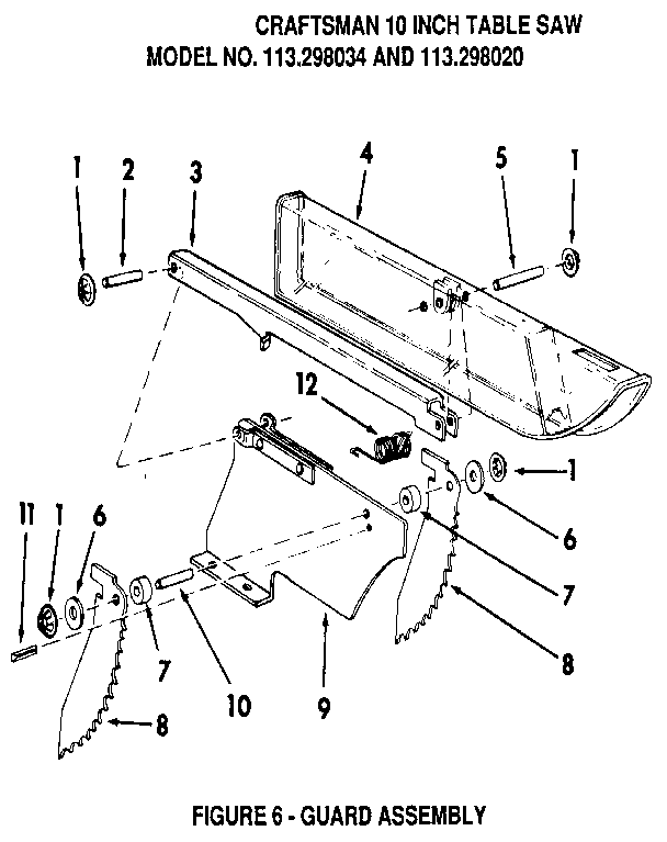 Craftsman 113298034 figure 6 - guard assembly diagram