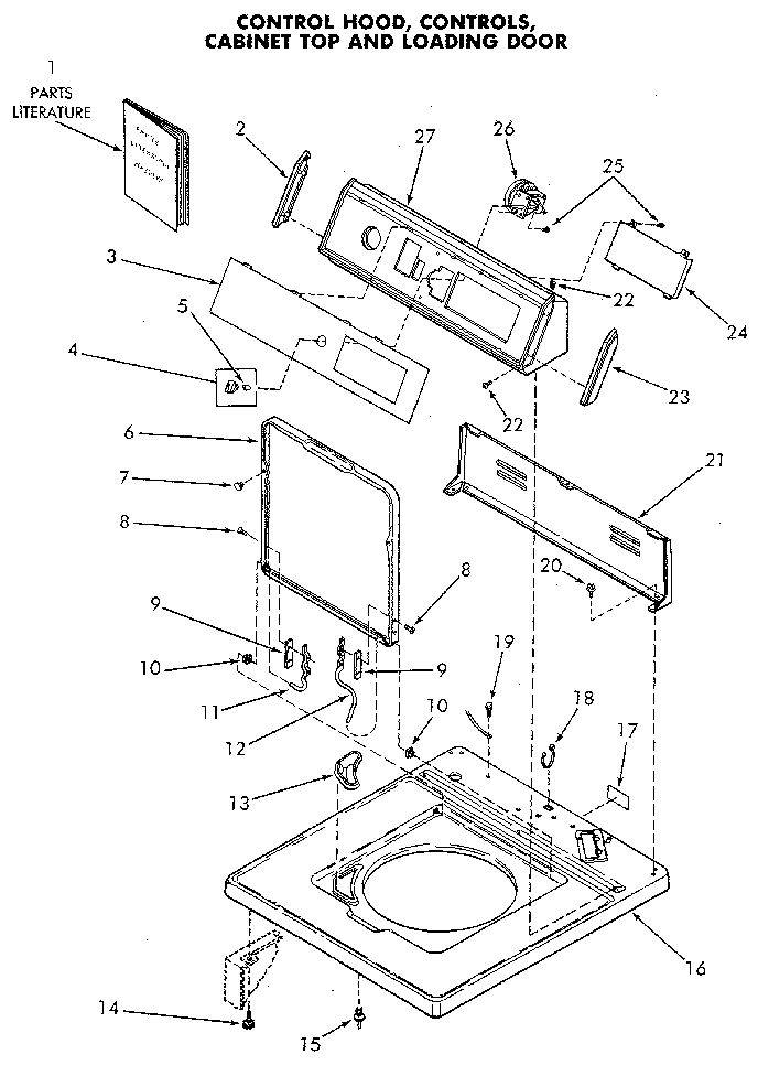 Speed Queen NA8831L33938 control panel and top diagram