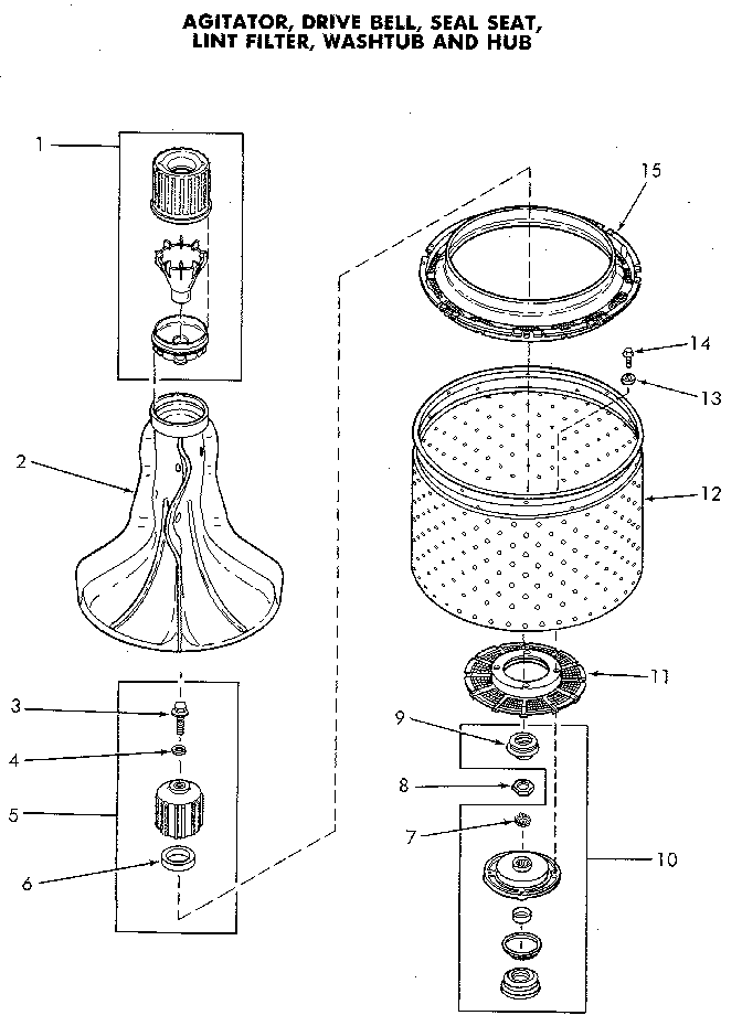 Speed Queen NA8831L33938 basket and agitator diagram