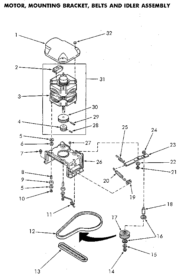 Speed Queen NA8831L33938 motor and idler asem diagram