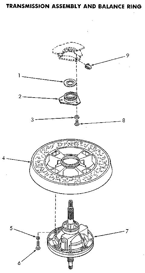 Speed Queen NA8831L33938 gearcase and balance ring diagram