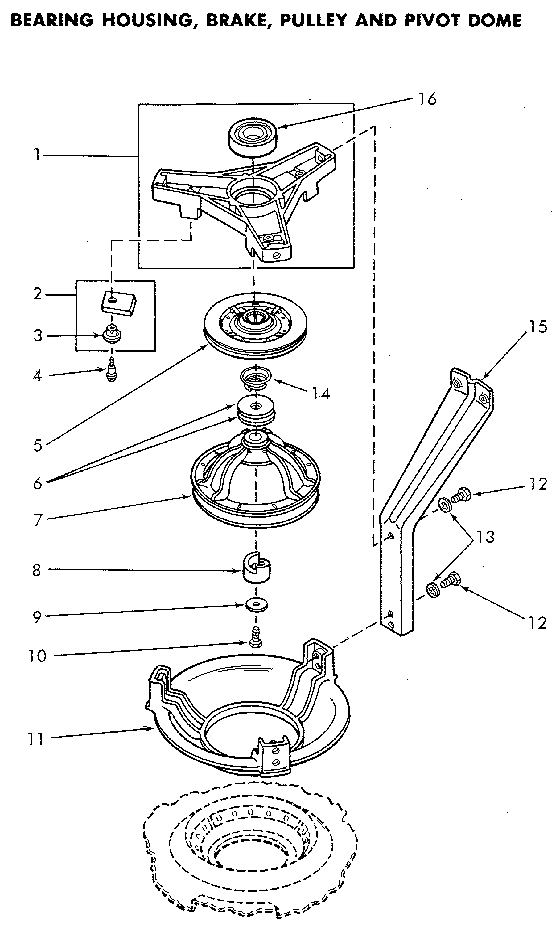 Speed Queen NA8831L33938 bearing housing and brake diagram