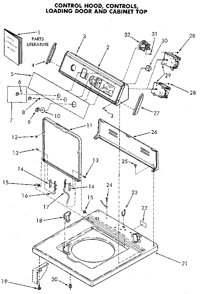 Speed Queen NA3812L33638 control panel and top diagram