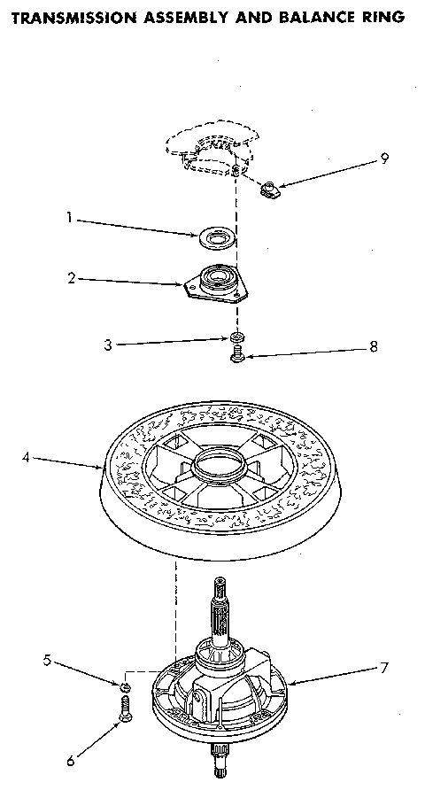 Speed Queen NA3812L33638 gearcase and balance ring diagram