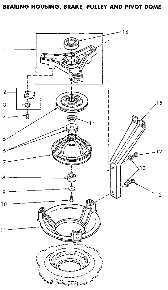Speed Queen NA3812L33638 bearing housing and brake diagram