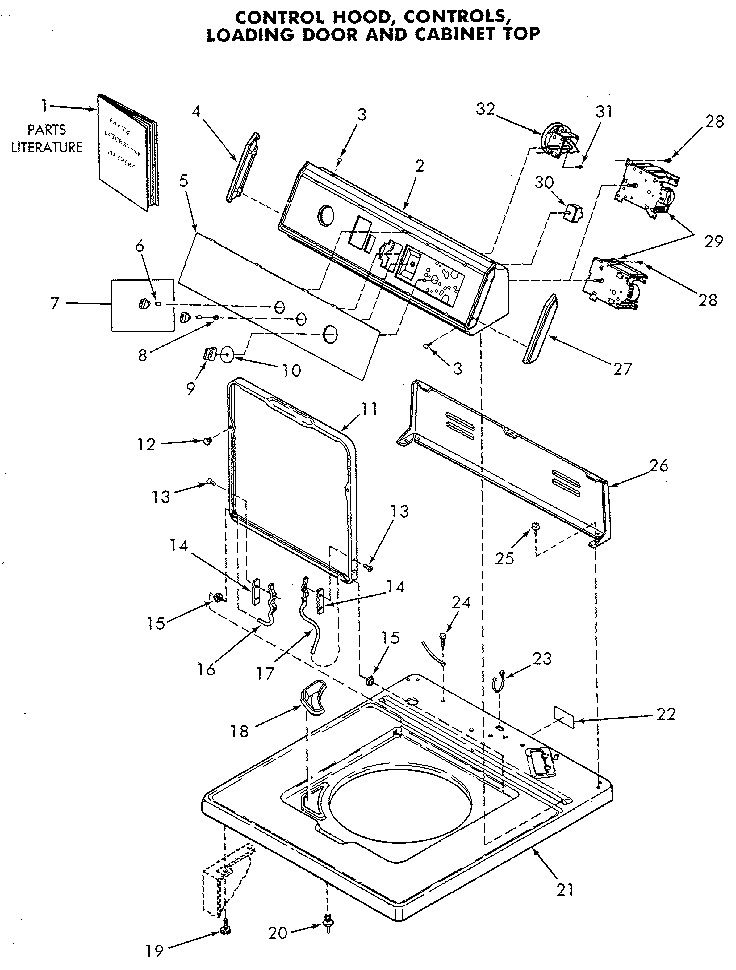 Speed Queen NA4821W33731 control panel and top diagram