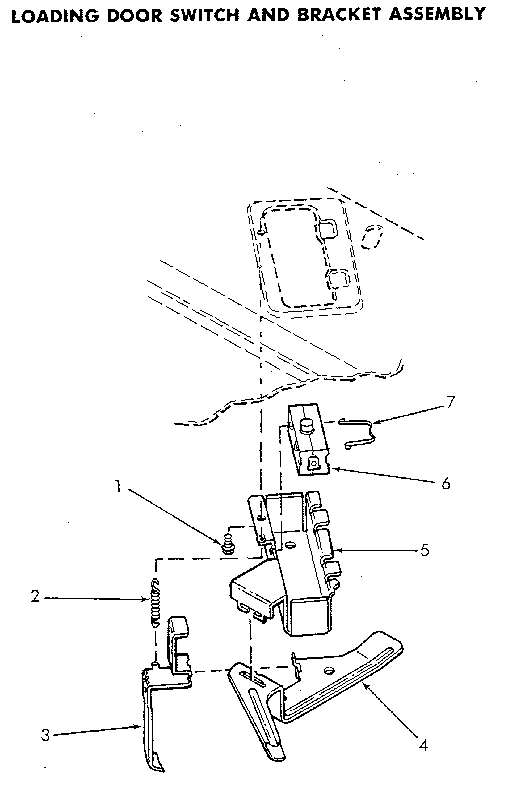 Speed Queen NA4821W33731 door switch and bracket diagram