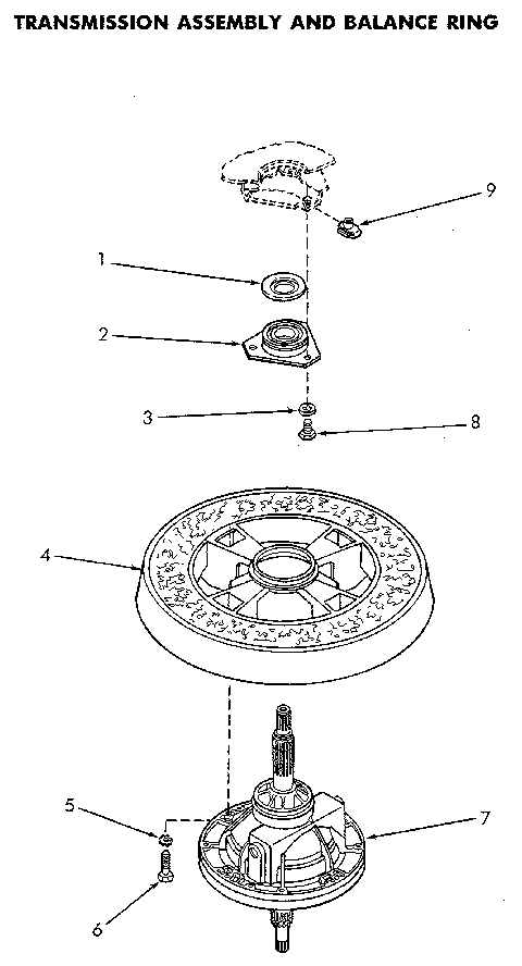 Speed Queen NA4821W33731 gearcase and balance ring diagram