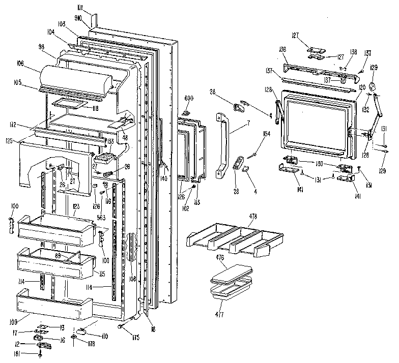 Kenmore 3639517810 fresh food door diagram