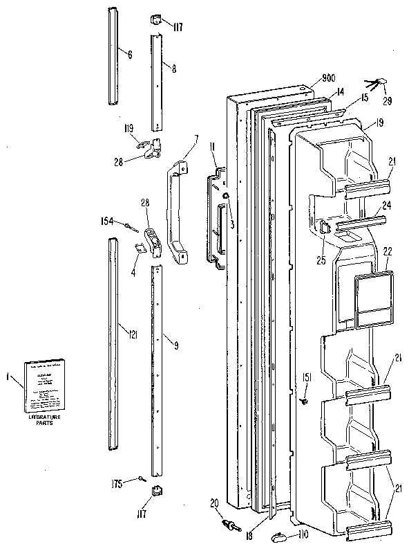 Kenmore 3639512410 freezer door diagram