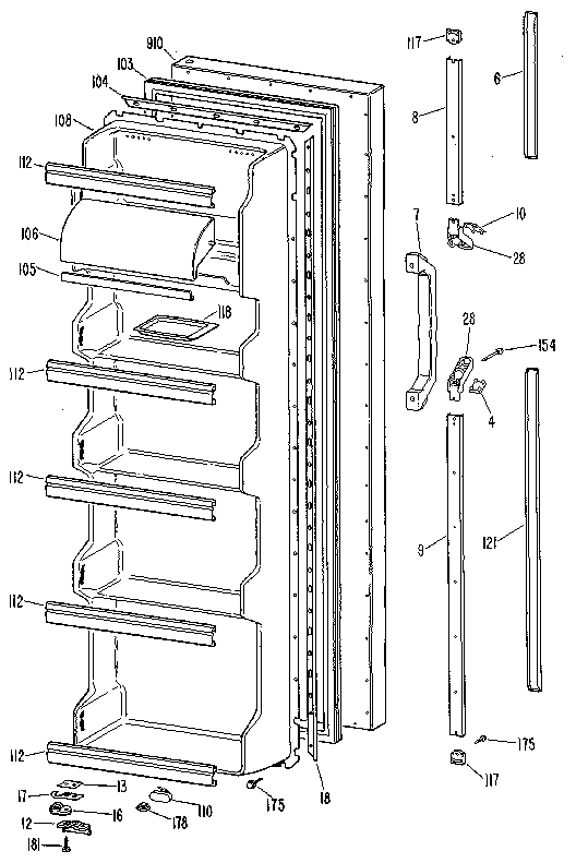 Kenmore 3639512410 fresh food door diagram