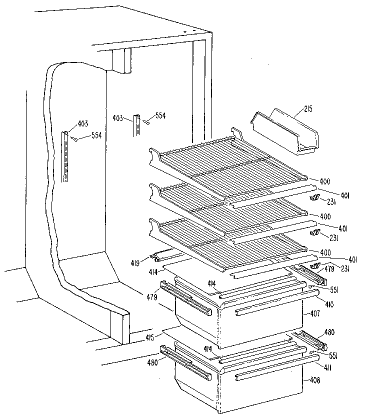 Kenmore 3639512410 fresh food section diagram