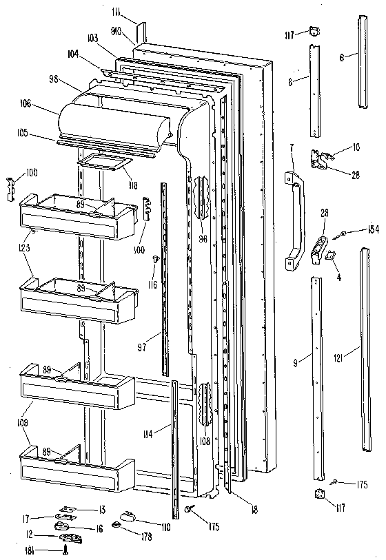Kenmore 3639514780 fresh food door diagram