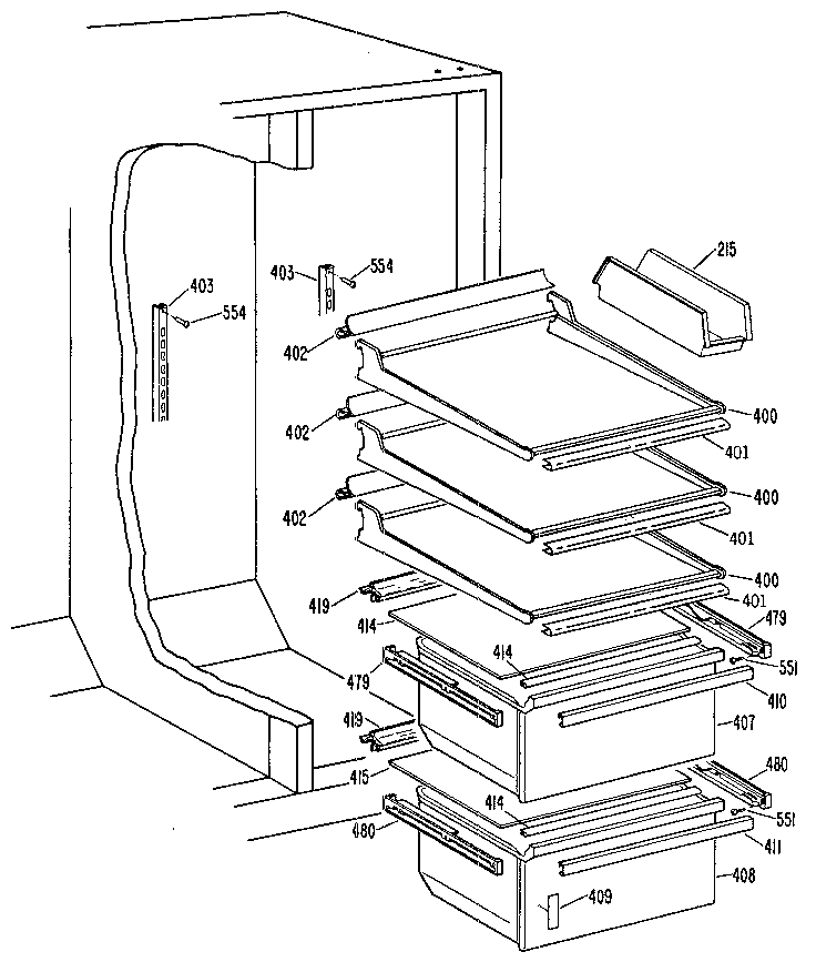 Kenmore 3639514780 fresh food section diagram