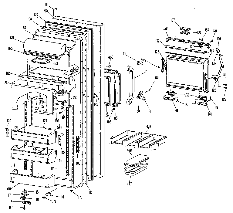 Kenmore 3639517820 fresh food door diagram