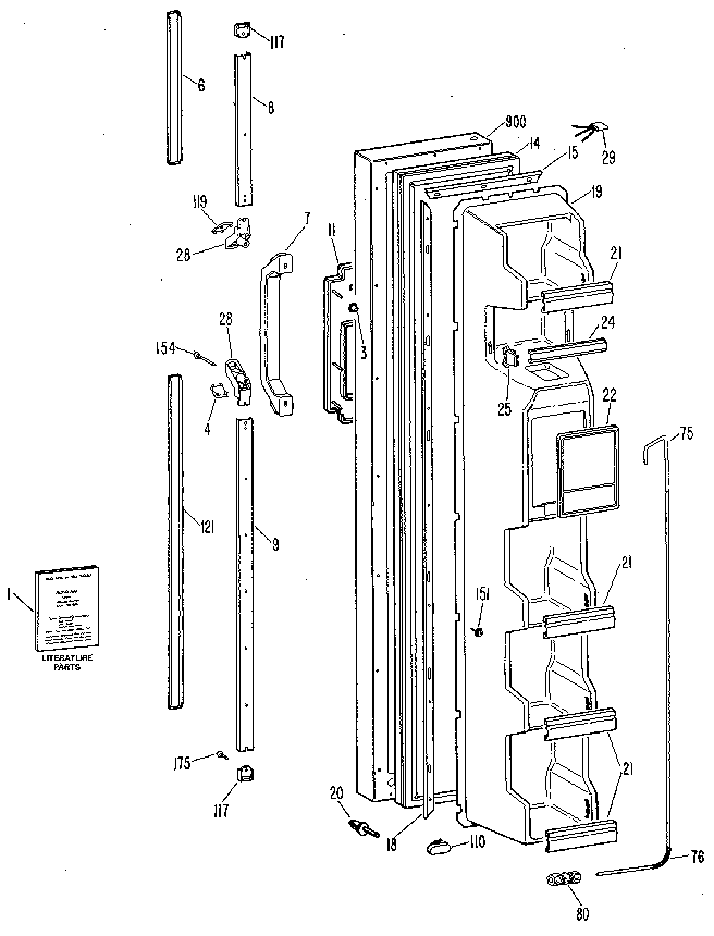 Kenmore 3639512780 freezer door diagram