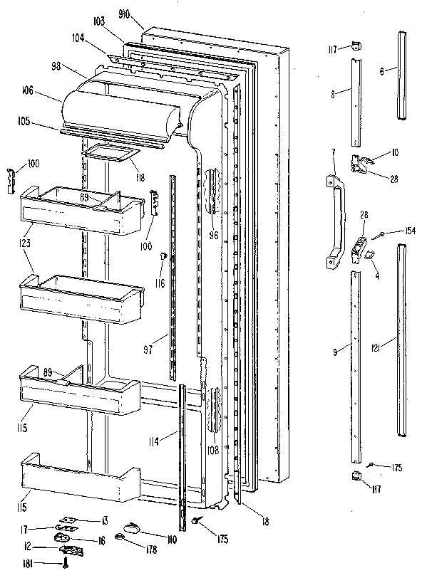 Kenmore 3639512780 fresh food door diagram