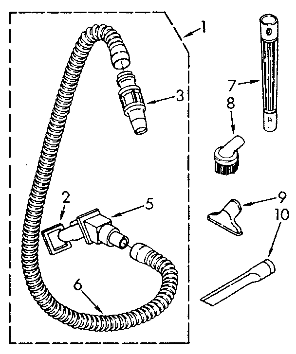Kenmore 1163966183 hose and attachment diagram