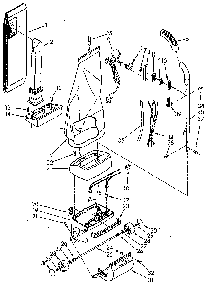 Kenmore 1163966183 handle and bag housing diagram