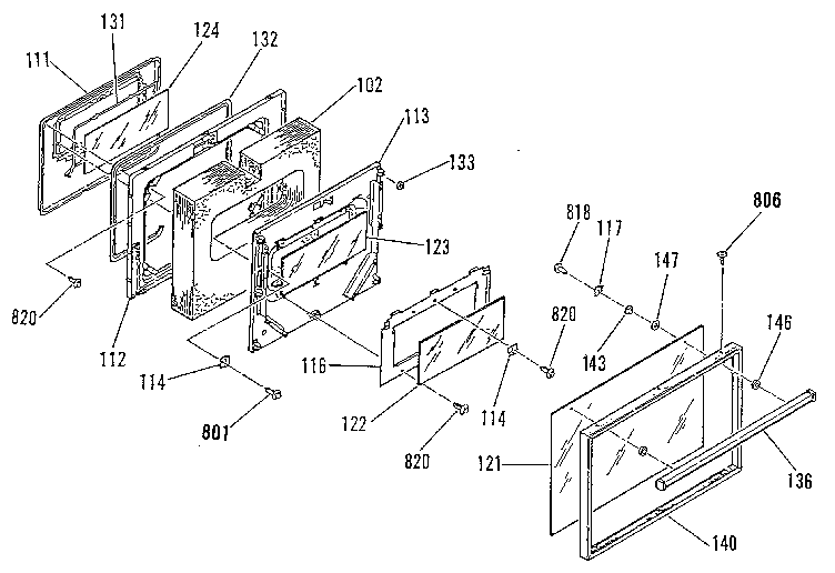 Kenmore 911455881C oven door section diagram