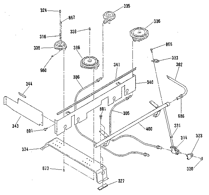 Kenmore 9117390994 top burner section diagram