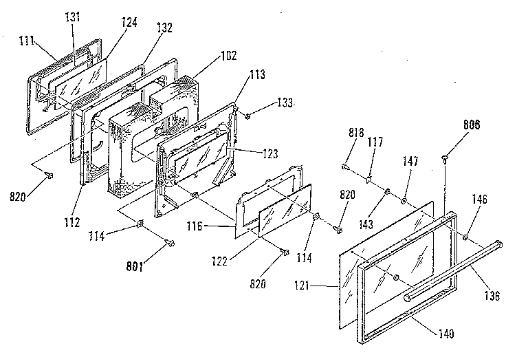 Kenmore 9117390994 oven door section diagram