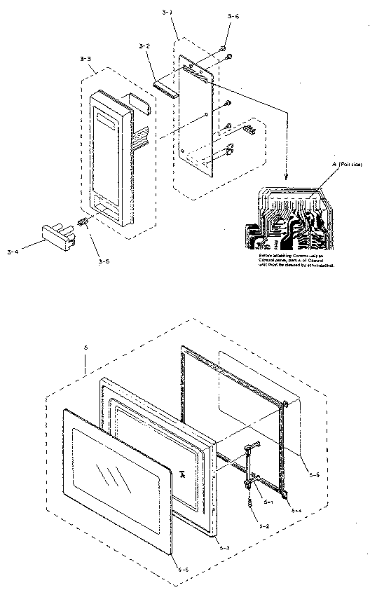 Sharp R-3A11 control panel and door diagram