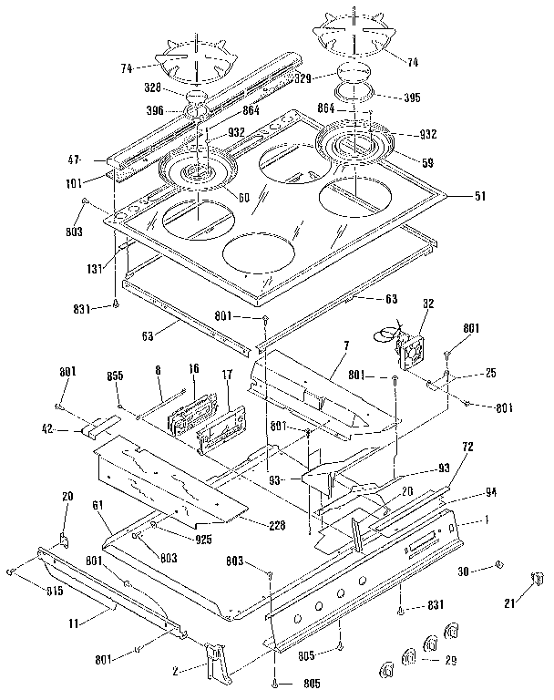 Kenmore 9113678893 main top section diagram