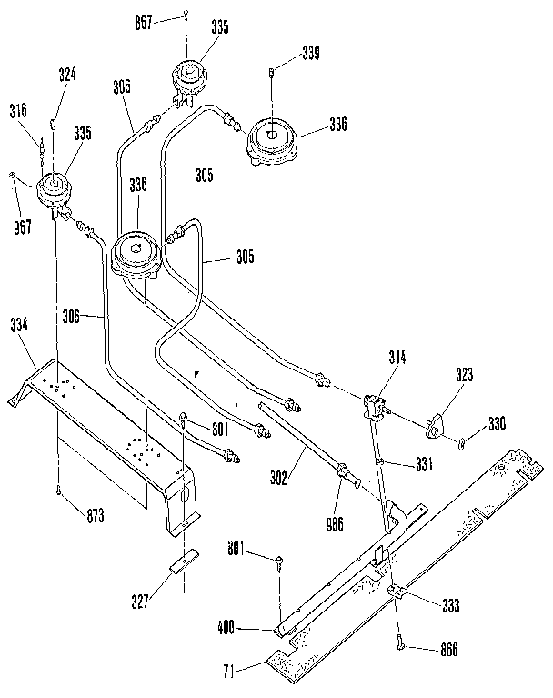 Kenmore 9113678893 top burner section diagram