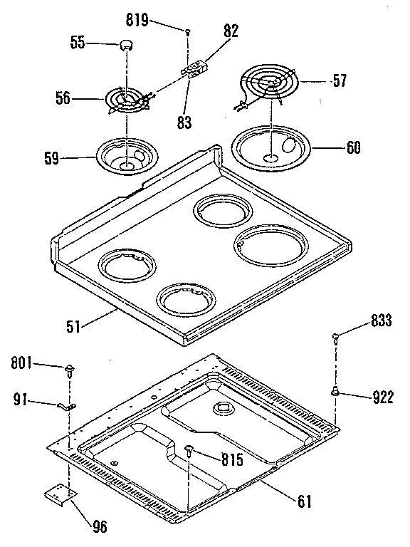 Kenmore 9116008913 main top section diagram