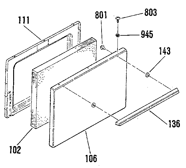 Kenmore 9116008913 oven door section diagram