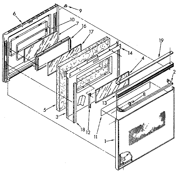 Kenmore 6654428912 upper oven door diagram
