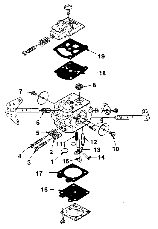 Homelite 240HG-UT10688 carburetor a-95636-a (walbro #wt-6) diagram