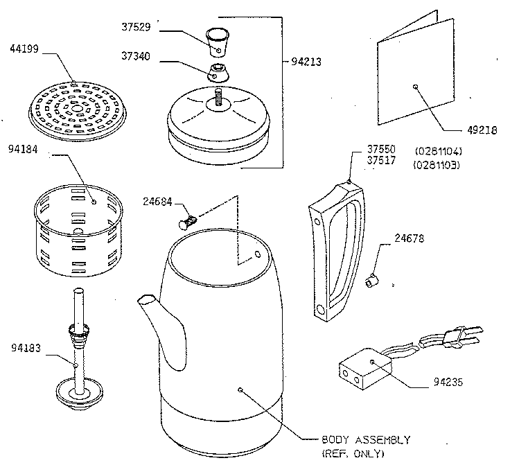Presto 0281103 replacement parts diagram