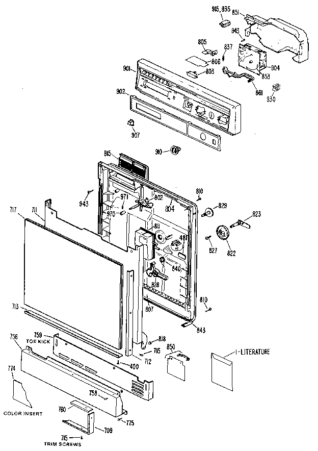 Kenmore 3631401590 escutcheon and door diagram